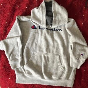 Champion Light Gray Hoodie with Logo